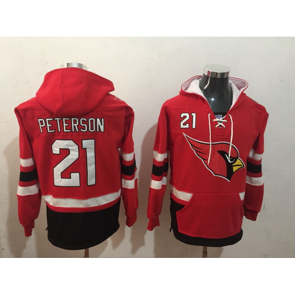 Men's Arizona Cardinals #21 Patrick Peterson Red All Stitched NFL Hoodie Sweatshirt 1
