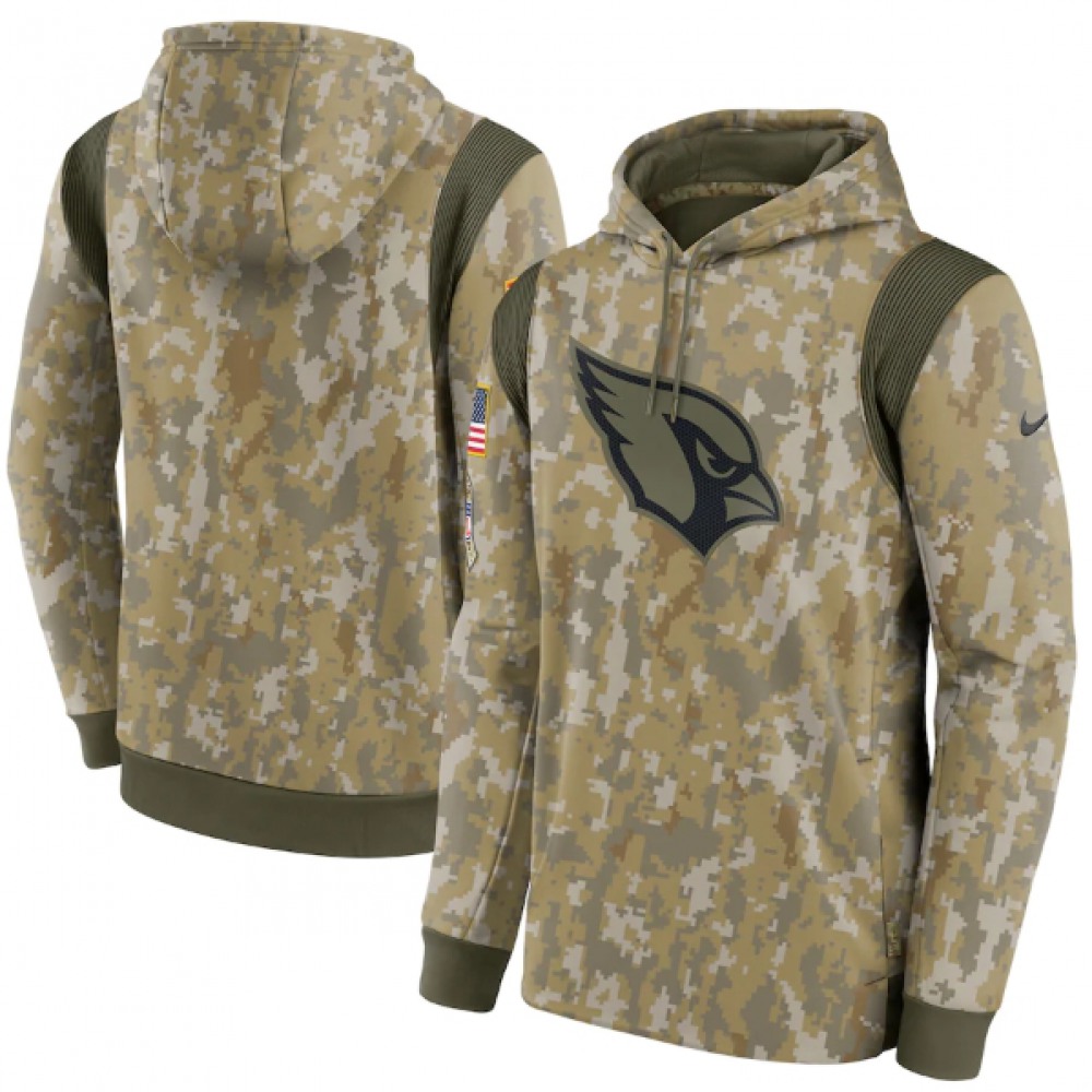 Men's Arizona Cardinals Camo 2021 Salute To Service Therma Performance Pullover Hoodie 1