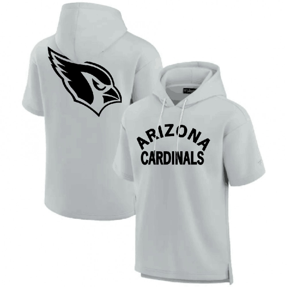 Men's Arizona Cardinals Gray Super Soft Fleece Short Sleeve Hoodie 1