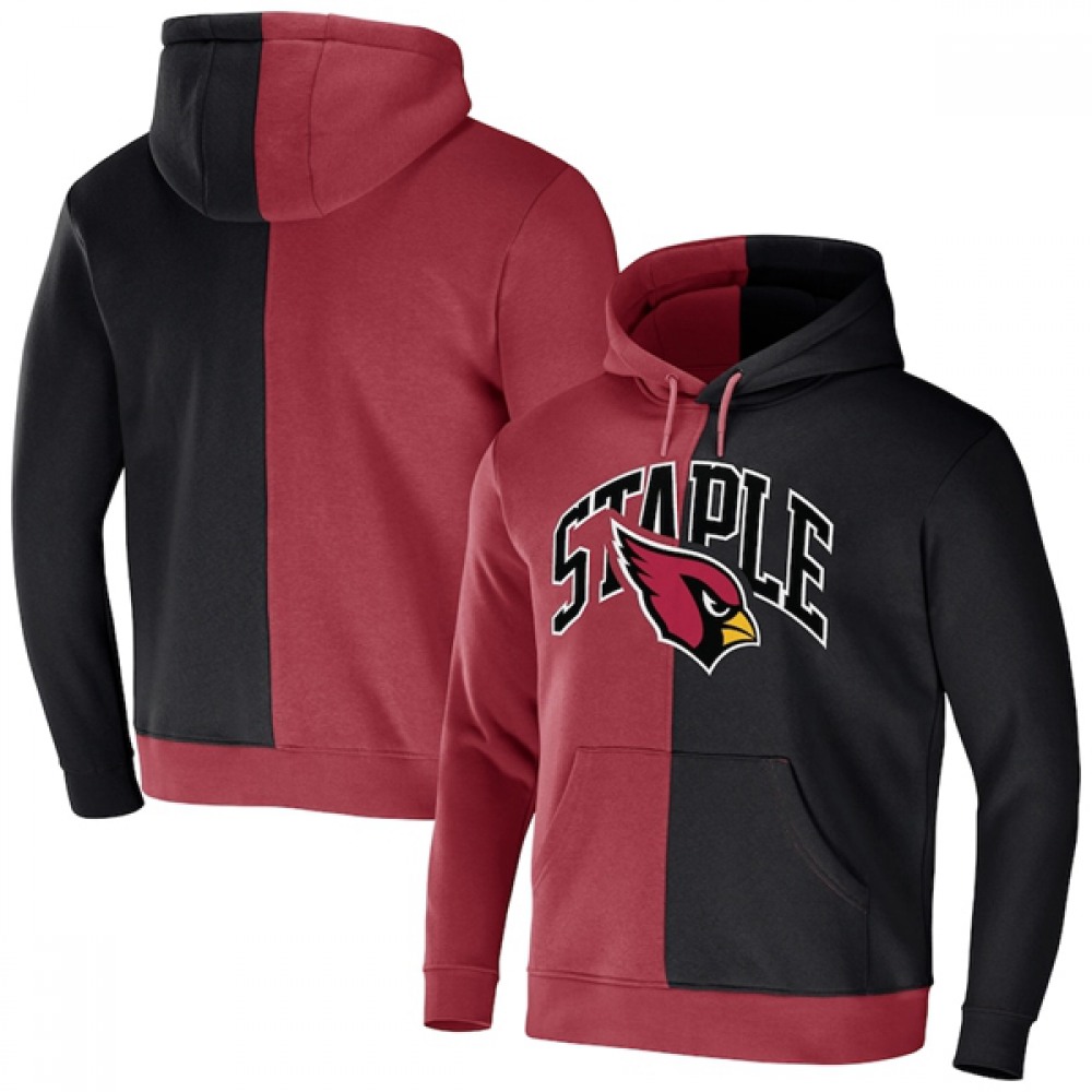 Men's Arizona Cardinals Red/Black Split Logo Pullover Hoodie 1