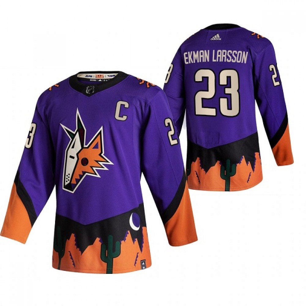 Men's Arizona Coyotes #23 Oliver Ekman-Larsson Purple 2020-21 Reverse Retro Stitched NHL Jersey 1