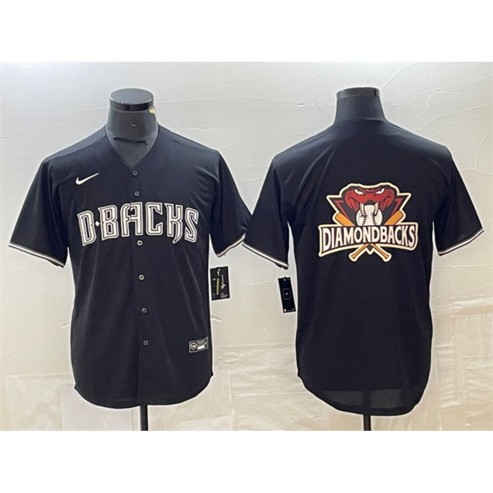 Men's Arizona Diamondbacks Black Team Big Logo Cool Base Stitched Baseball Jersey 1