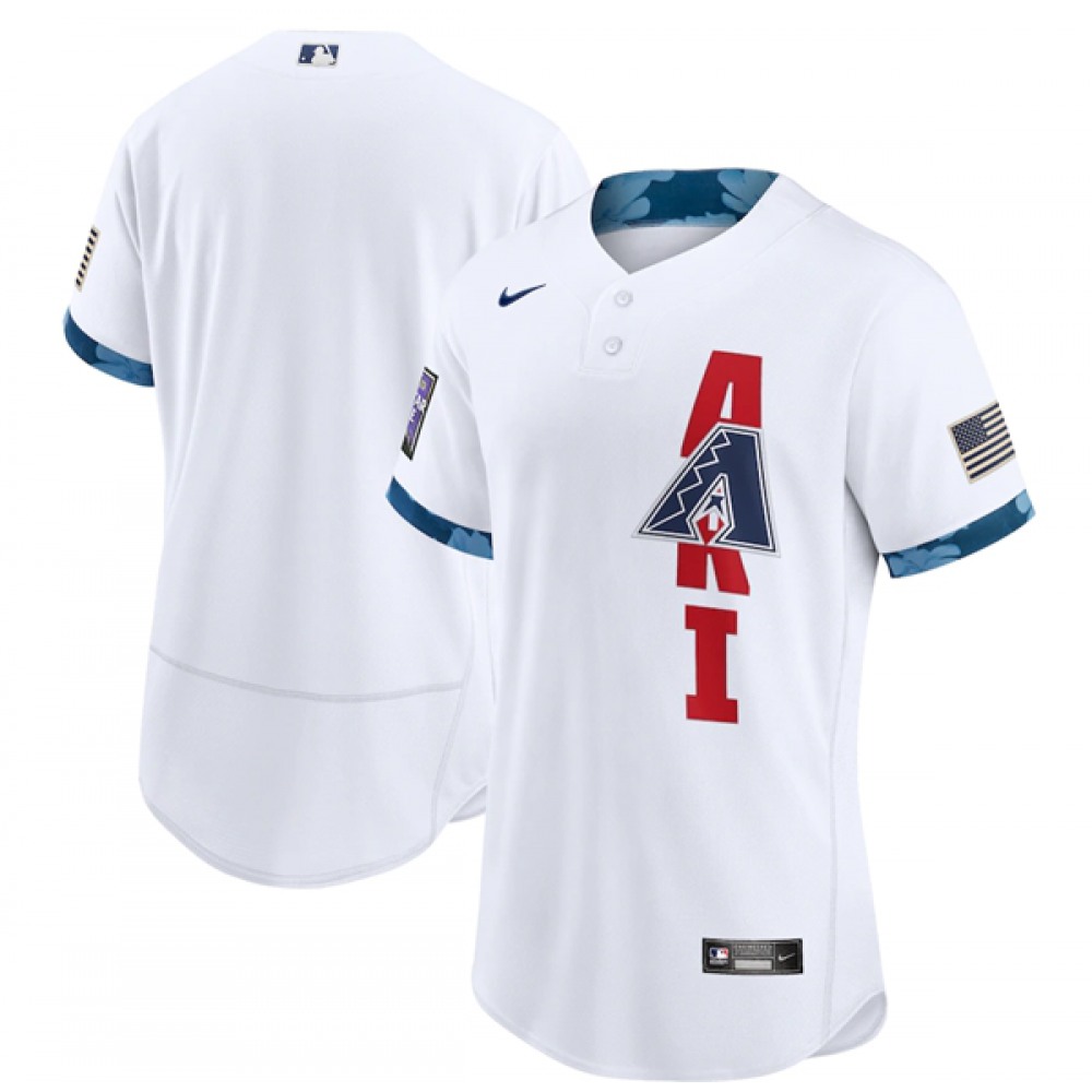 Men's Arizona Diamondbacks Blank 2021 White All-Star Flex Base Stitched MLB Jersey 1