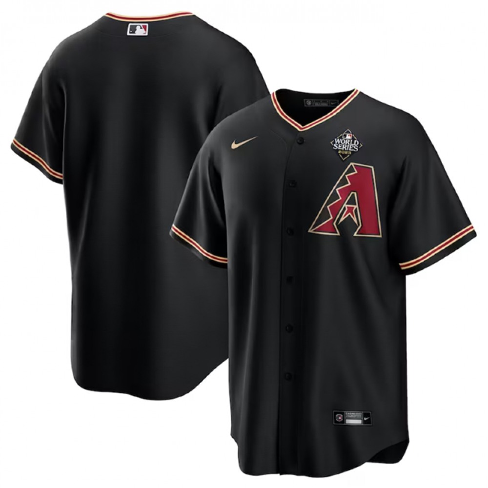 Men's Arizona Diamondbacks Blank Black 2023 World Series Cool Base Stitched Baseball Jersey 1