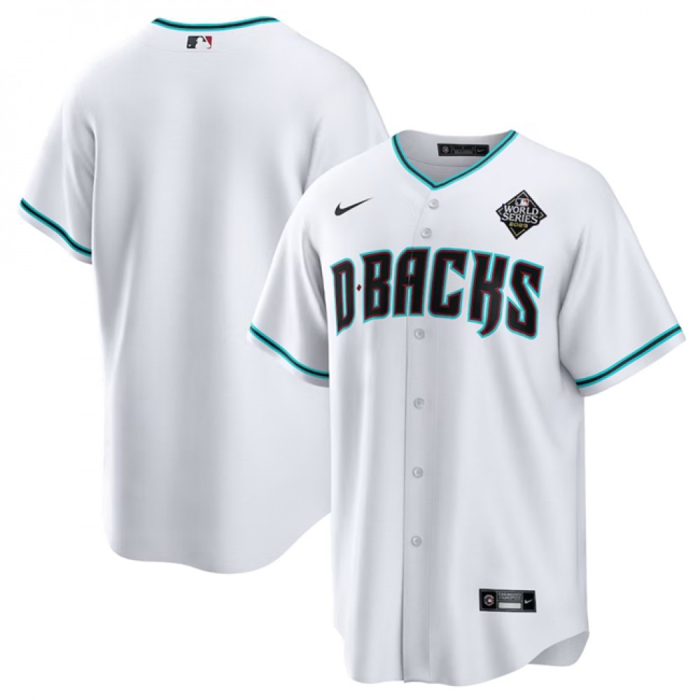 Men's Arizona Diamondbacks Blank White 2023 World Series Cool Base Stitched Baseball Jersey 1