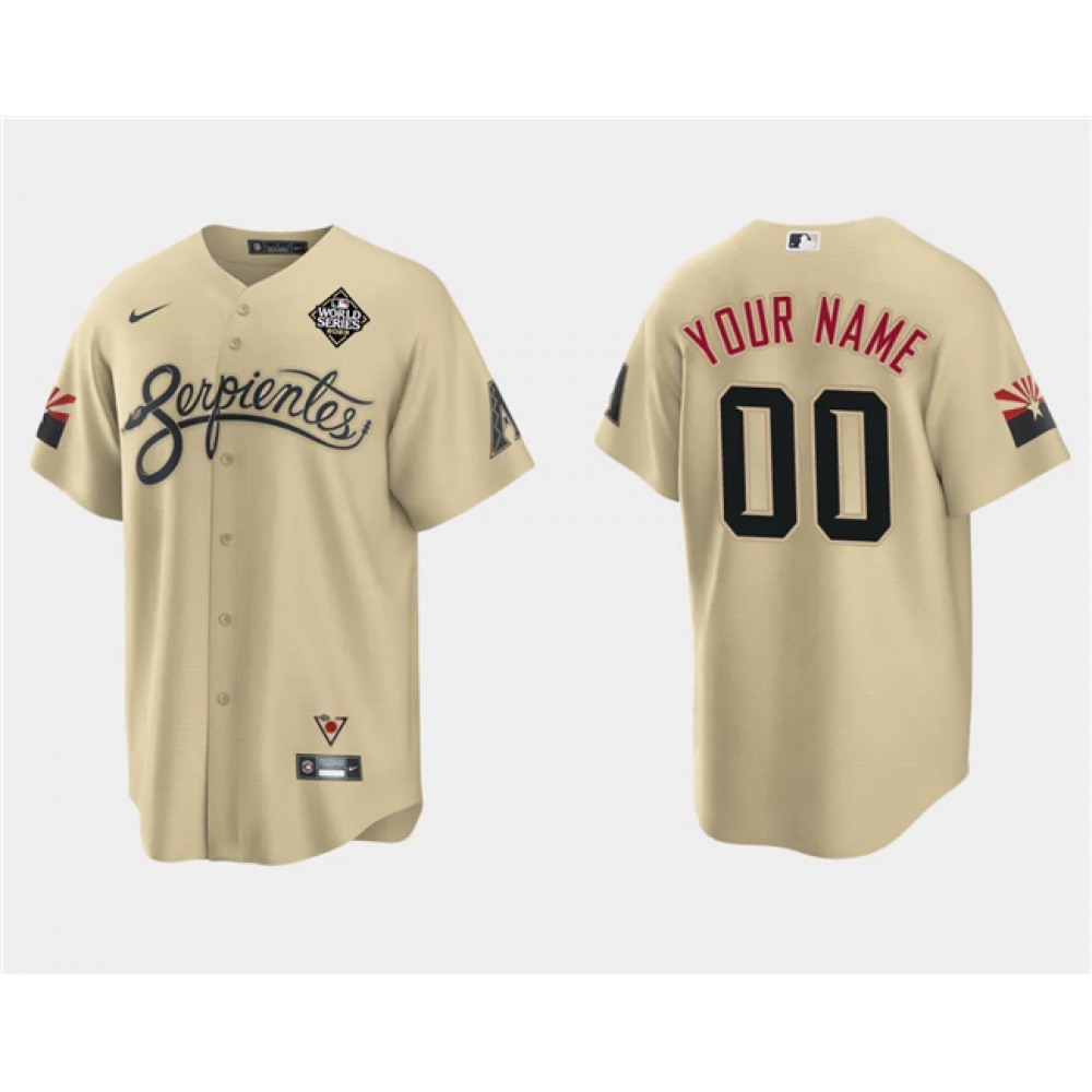 Men's Arizona Diamondbacks Customized Gold 2023 World Series City Connect Cool Base Stitched Baseball Jersey 1