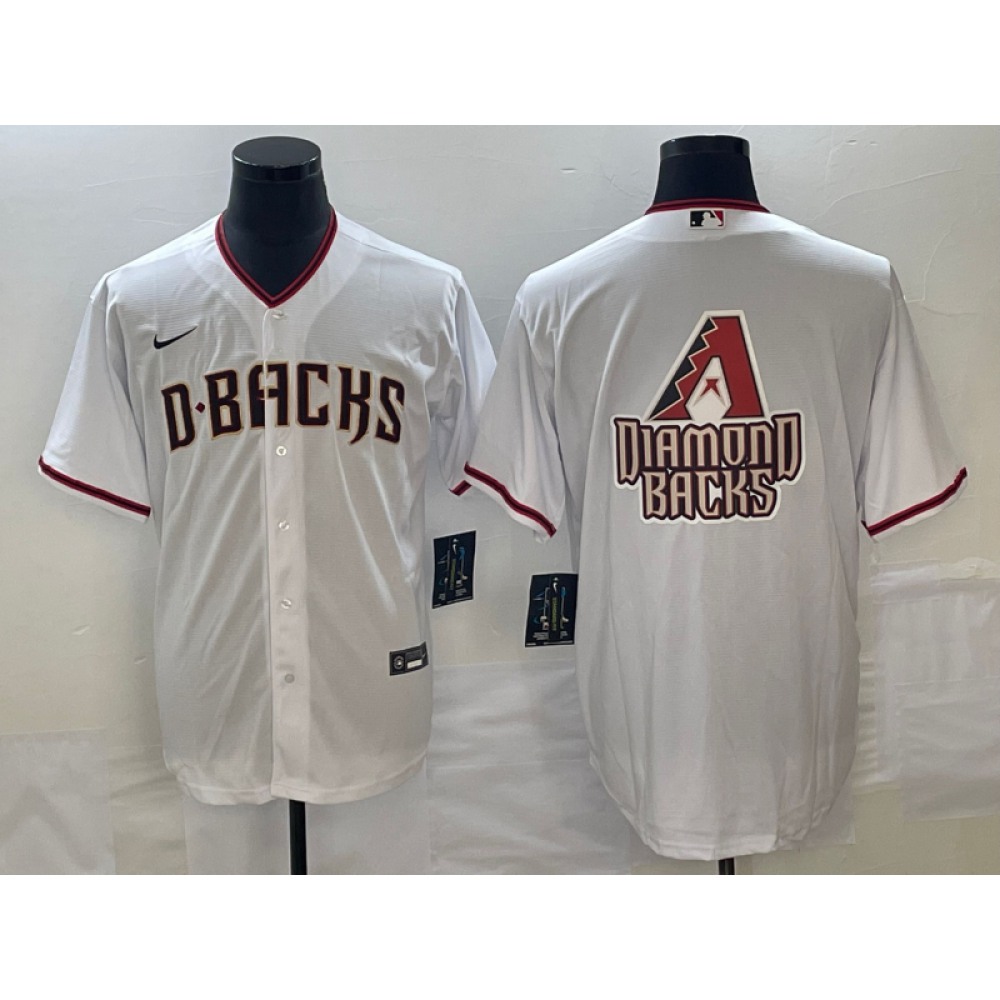 Men's Arizona Diamondbacks White Team Big Logo Cool Base Stitched Baseball Jersey 1