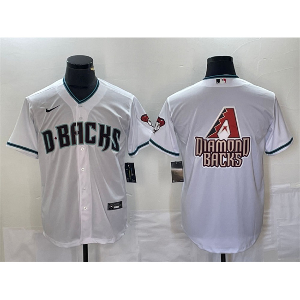 Men's Arizona Diamondbacks White Team Big Logo Cool Base Stitched Baseball Jersey 1