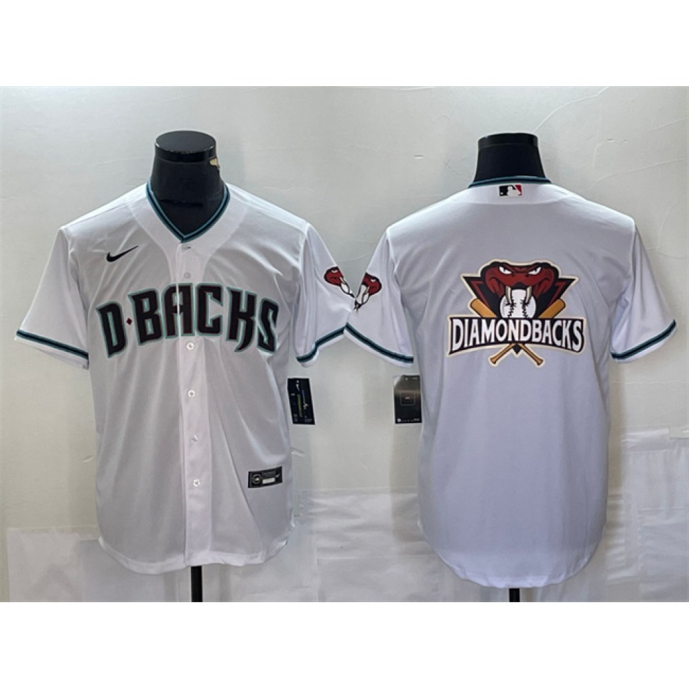 Men's Arizona Diamondbacks White Team Big Logo Cool Base Stitched Baseball Jersey 1