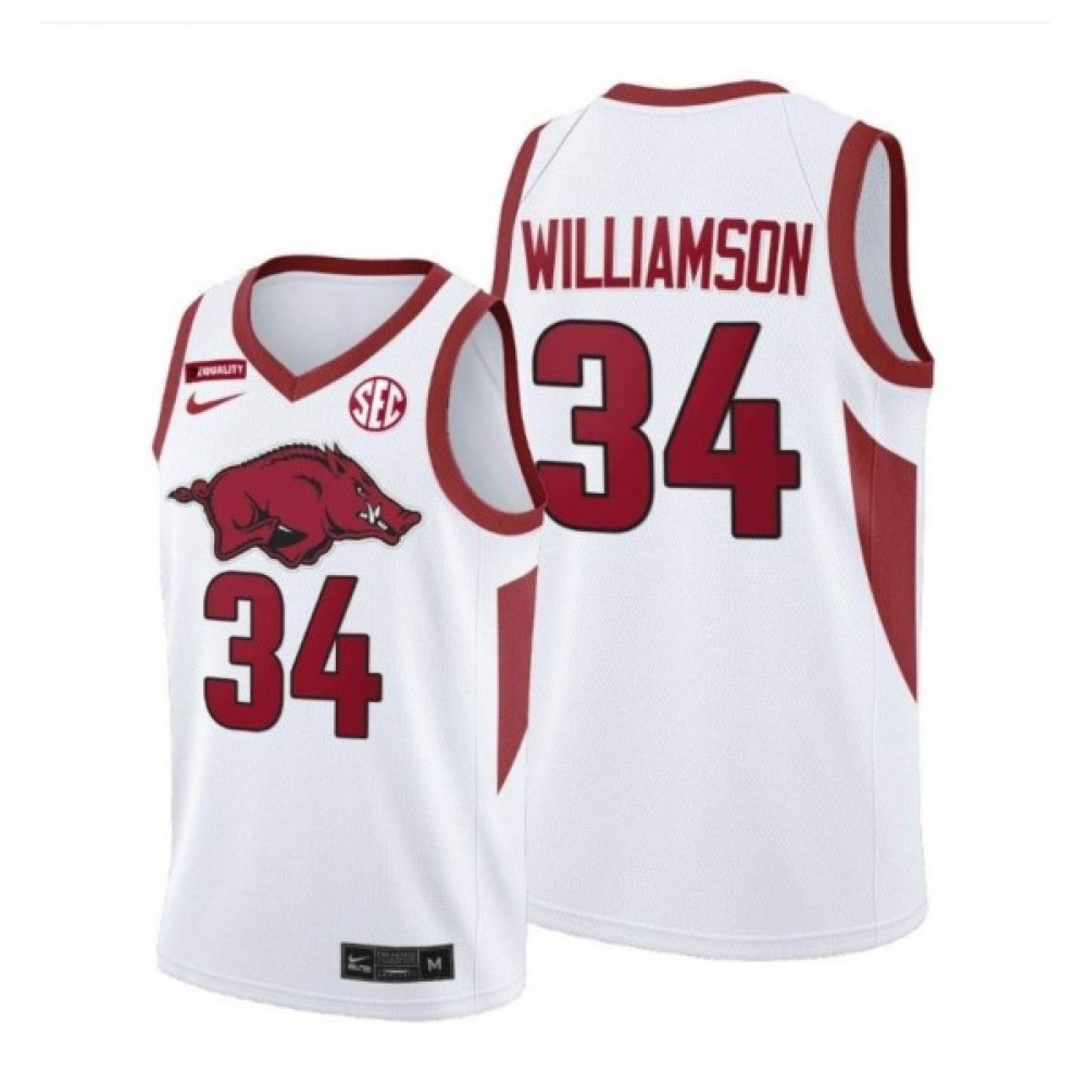 Men's Arkansas Razorbacks #34 Corliss Williamson 2021 White Stitched Jersey 1
