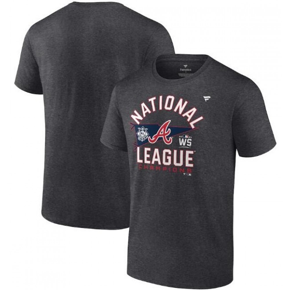 Men's Atlanta Braves 2021 Heathered Charcoal National League Champions Locker Room T-Shirt 1