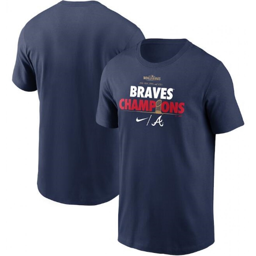 Men's Atlanta Braves 2021 Navy World Series Champions Celebration T-Shirt 1