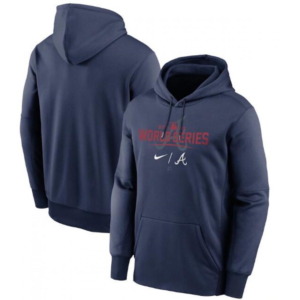 Men's Atlanta Braves 2021 Navy World Series Collection Dugout Pullover Hoodie 1