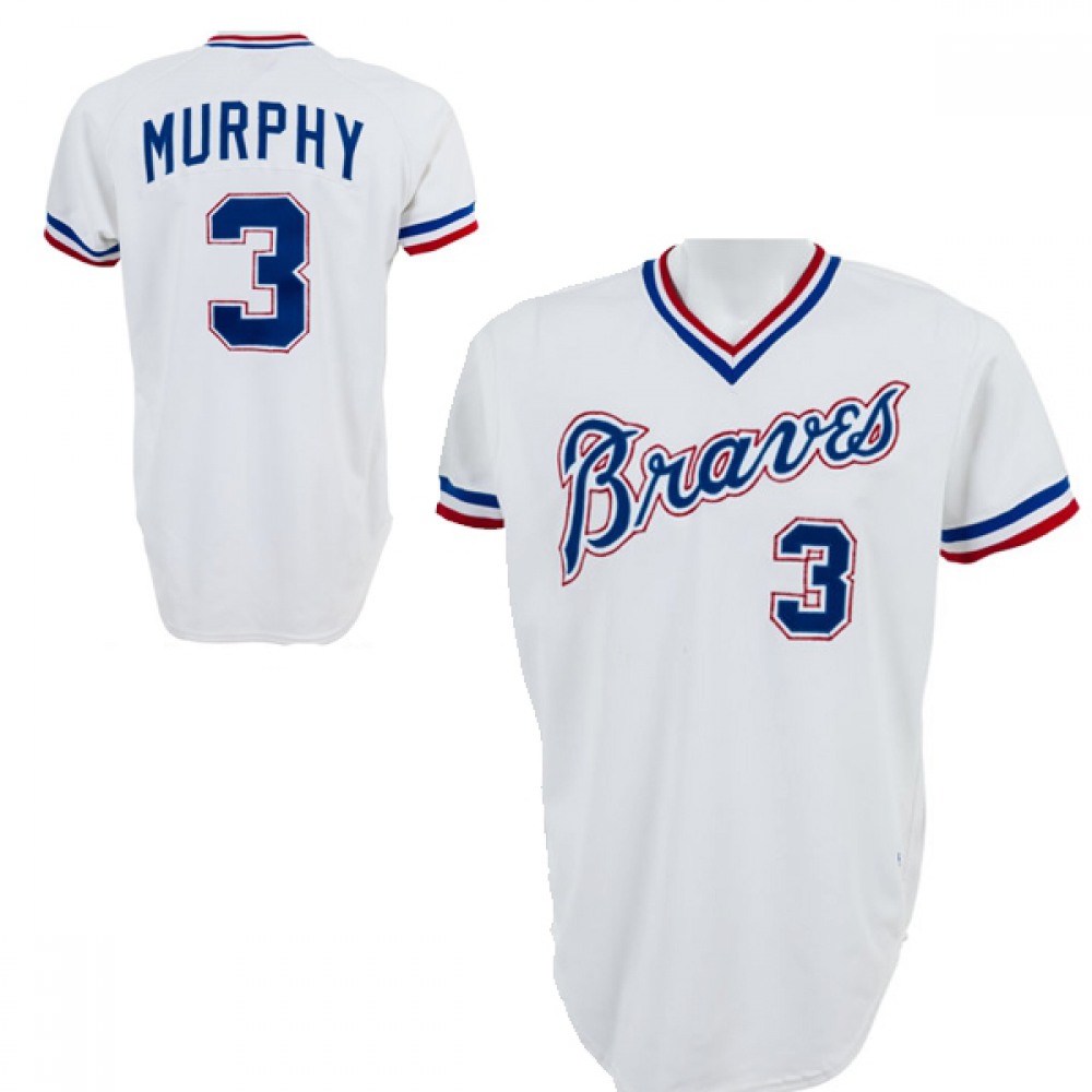 Men's Atlanta Braves #3 Dale Murphy White Stitched Baseball Jersey 1