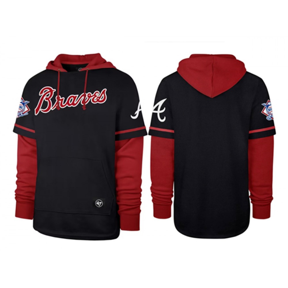 Men's Atlanta Braves Black/Red Pullover Hoodie 1
