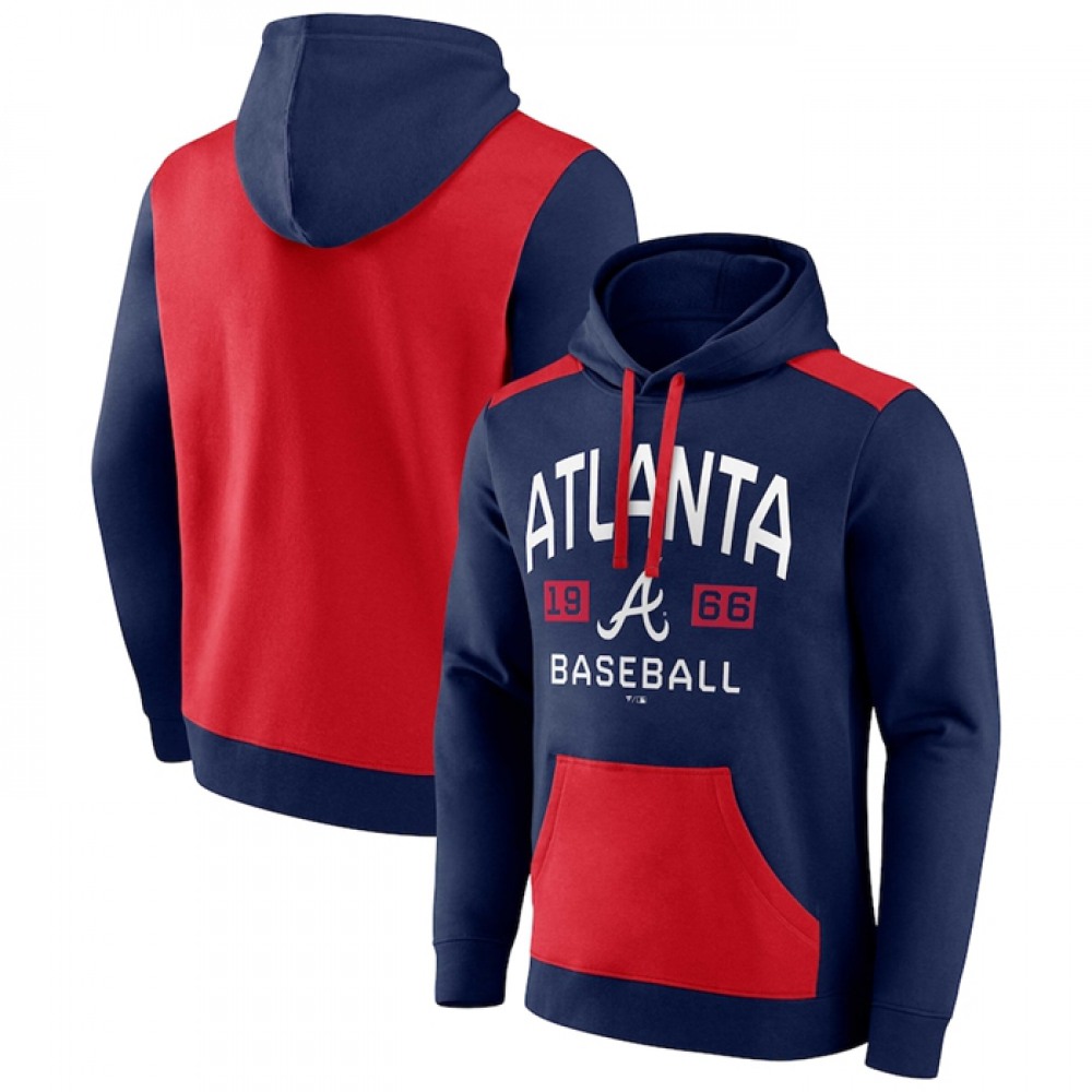 Men's Atlanta Braves Navy/Red Chip in Pullover Hoodie 1
