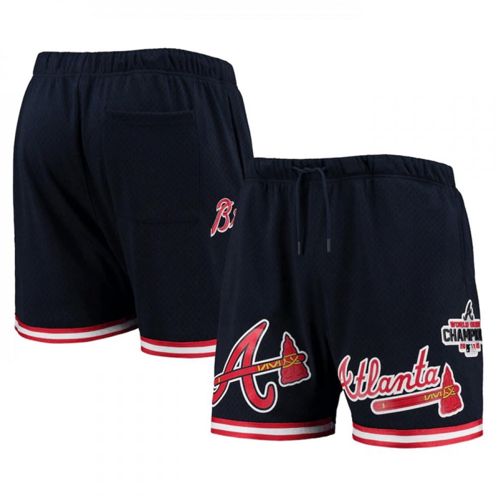 Men's Atlanta Braves Navy Team Logo Mesh Shorts 1