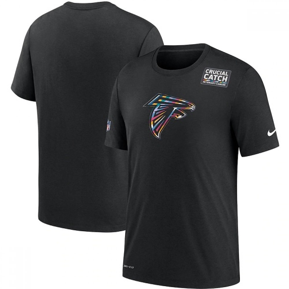 Men's Atlanta Falcons 2020 Black Sideline Crucial Catch Performance T-Shirt 1