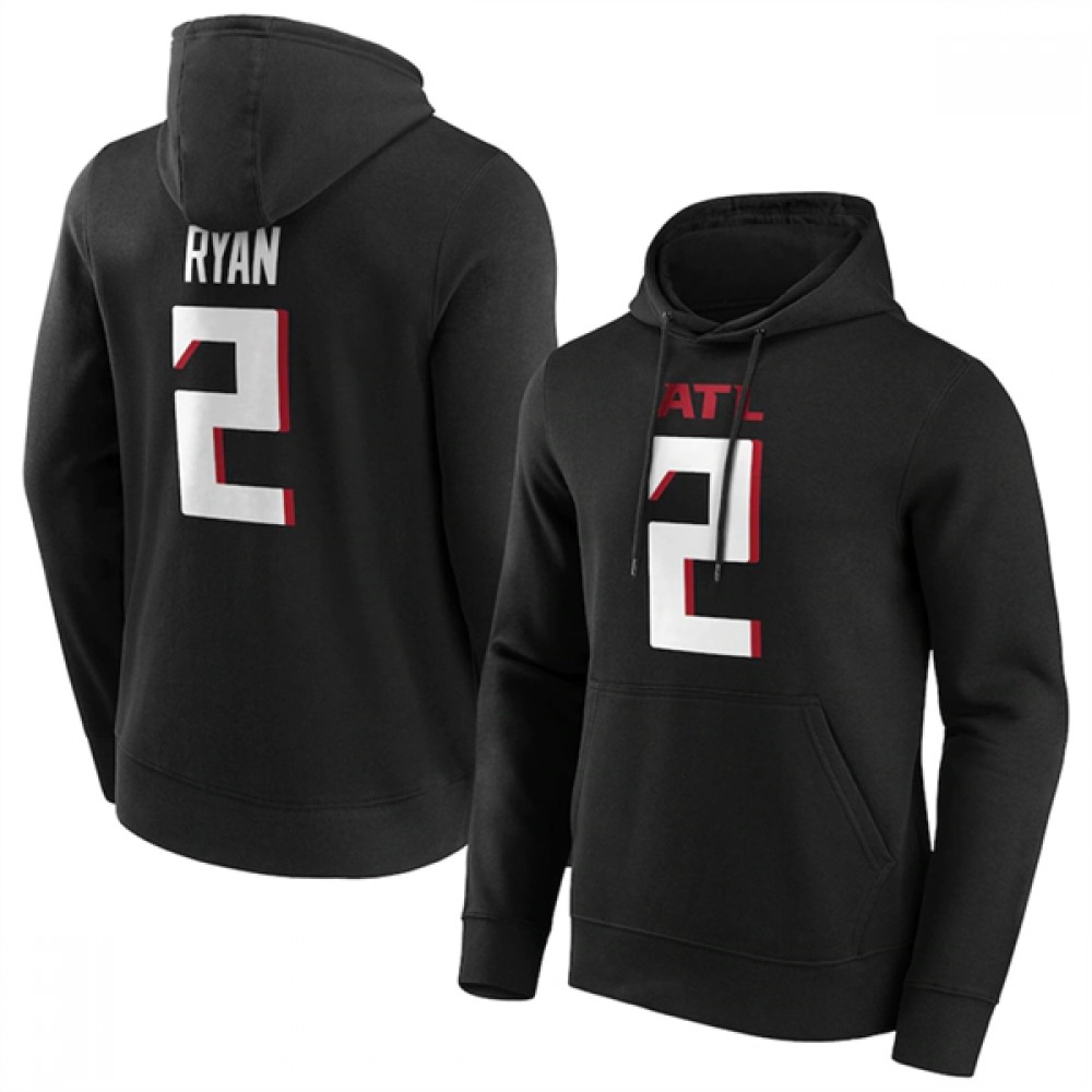 Men's Atlanta Falcons #2 Matt Ryan Black Hoodie 1