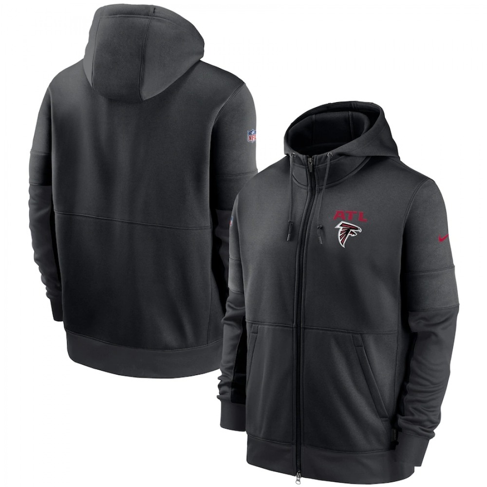 Men's Atlanta Falcons Black Sideline Impact Lockup Performance Full-Zip Hoodie 1