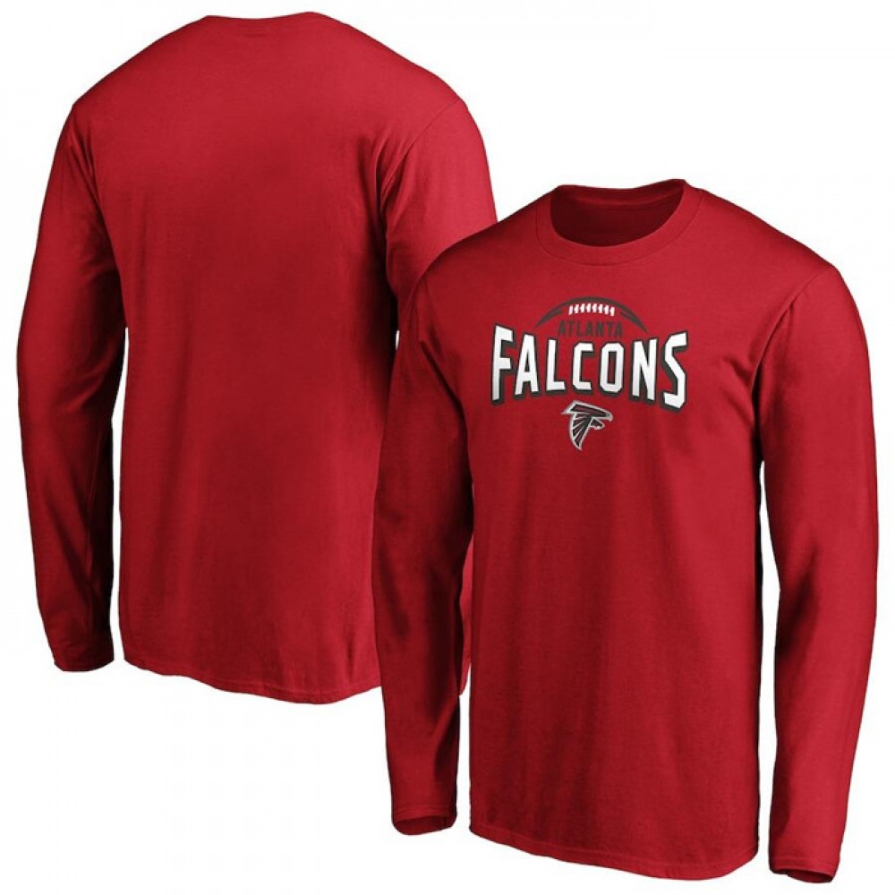 Men's Atlanta Falcons Red Clamp Down Long Sleeve T-Shirt 1