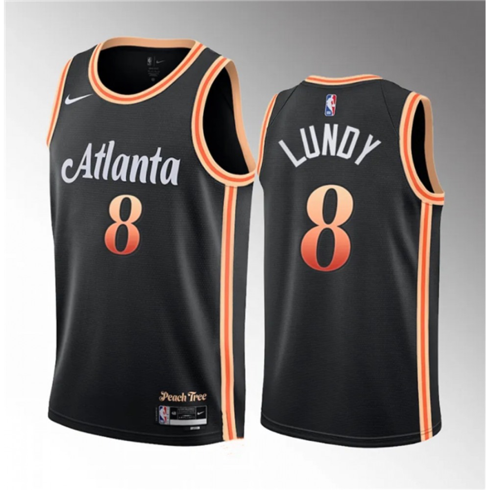 Men's Atlanta Hawks #8 Seth Lundy Black 2023 Draft City Edition Stitched Jersey 1