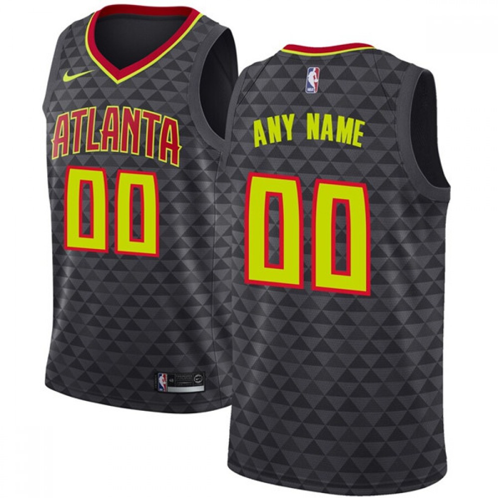 Men's Atlanta Hawks Black Customized Stitched NBA Jersey 1