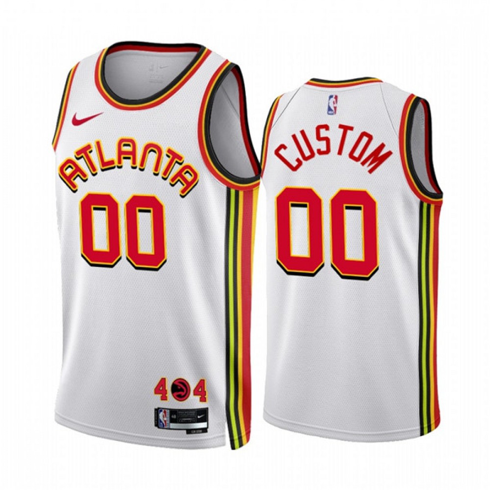 Men's Atlanta Hawks Customized 2022/23 White Association Edition Stitched Jersey 1