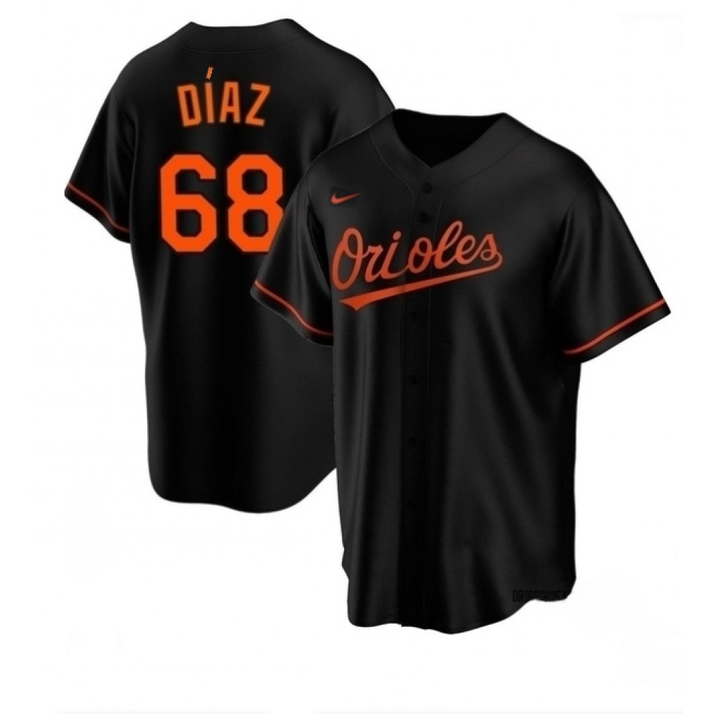 Men's Baltimore Orioles #68 Lewin Diaz Black Cool Base Stitched Jersey 1