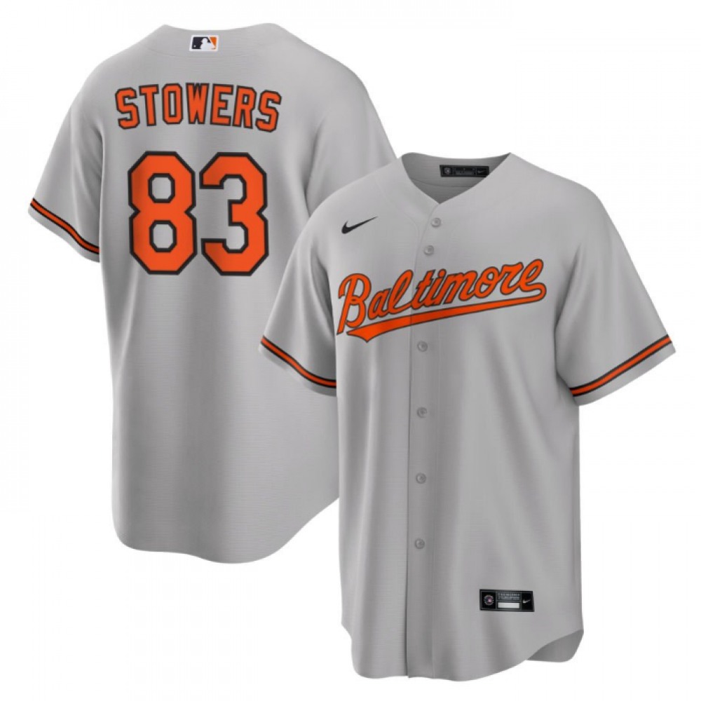 Men's Baltimore Orioles #83 Kyle Stowers Grey Cool Base Stitched Jersey 1