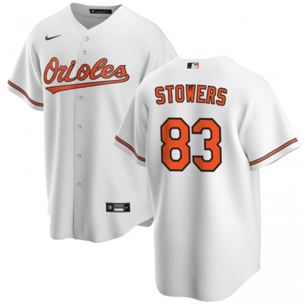Men's Baltimore Orioles #83 Kyle Stowers White Cool Base Stitched Jersey 1