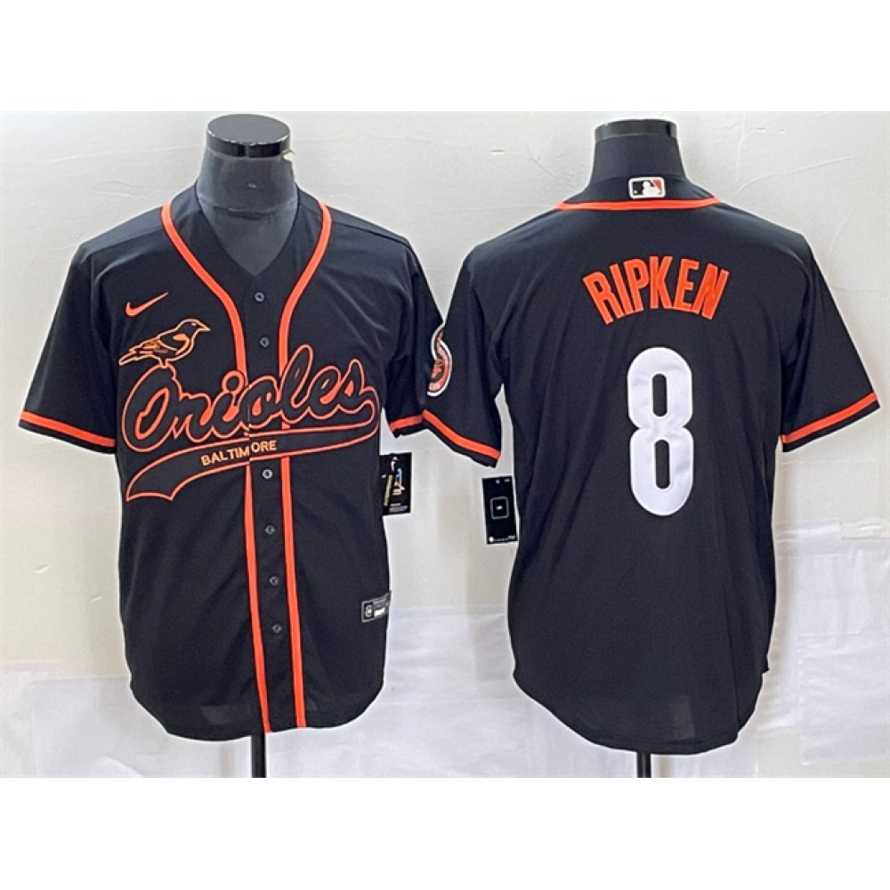 Men's Baltimore Orioles #8 Cal Ripken Jr. Black City Connect Cool Base Stitched Baseball Jersey 1