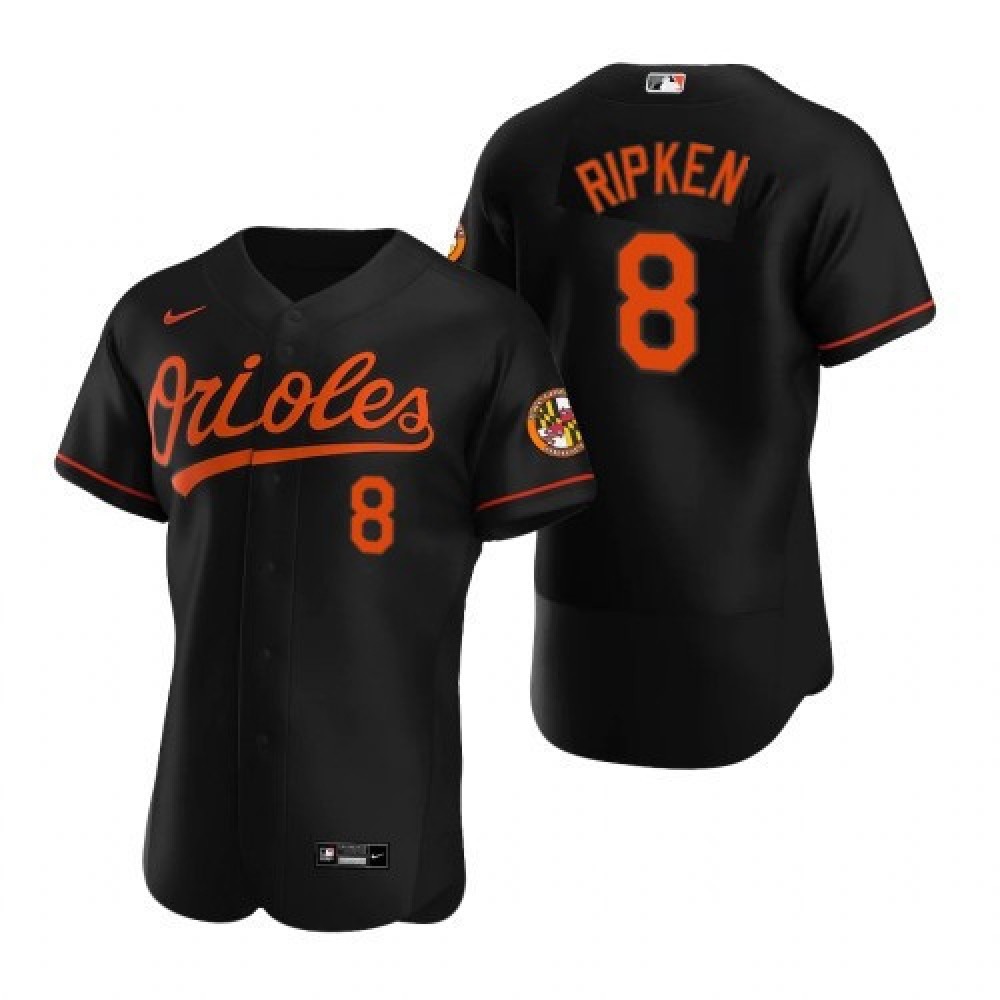 Men's Baltimore Orioles #8 Cal Ripken Jr. Black Flex Base Stitched Jersey 1