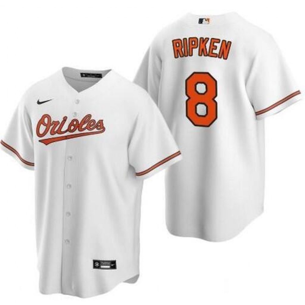 Men's Baltimore Orioles #8 Cal Ripken Jr. White Cool Base Stitched Jersey 1