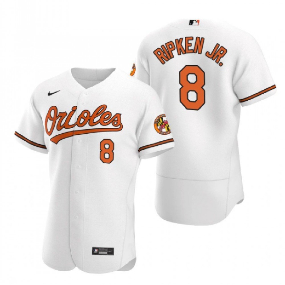 Men's Baltimore Orioles #8 Cal Ripken Jr. White Flex Base Stitched Jersey 1