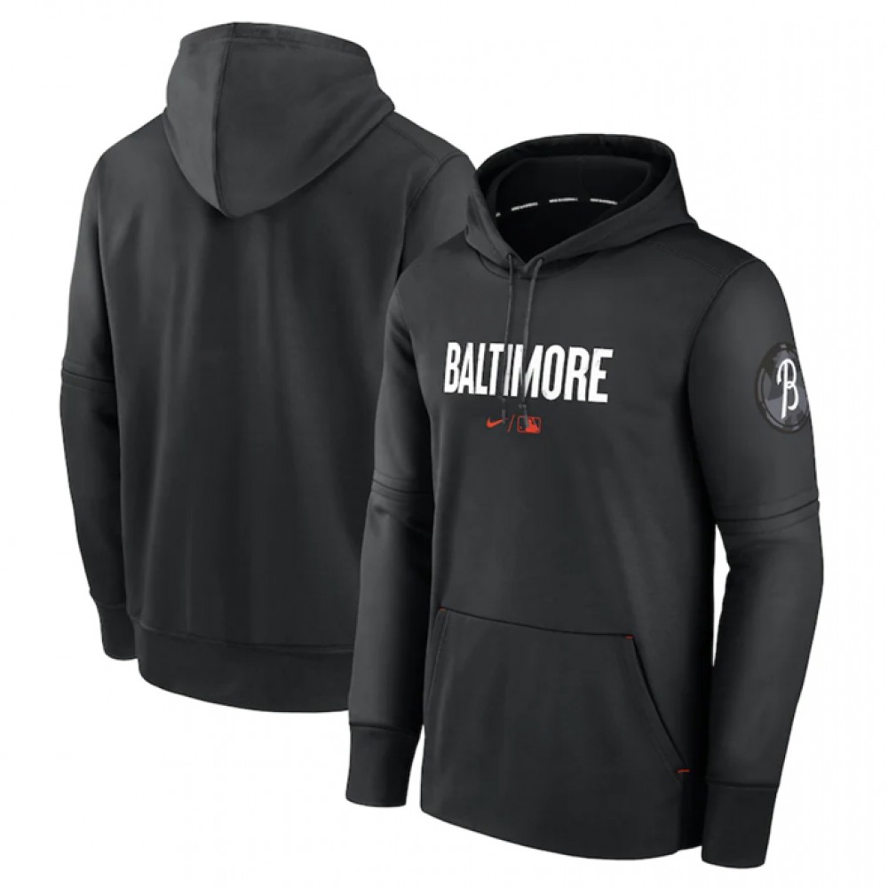 Men's Baltimore Orioles Black 2023 City Connect Performance Pullover Hoodie 1