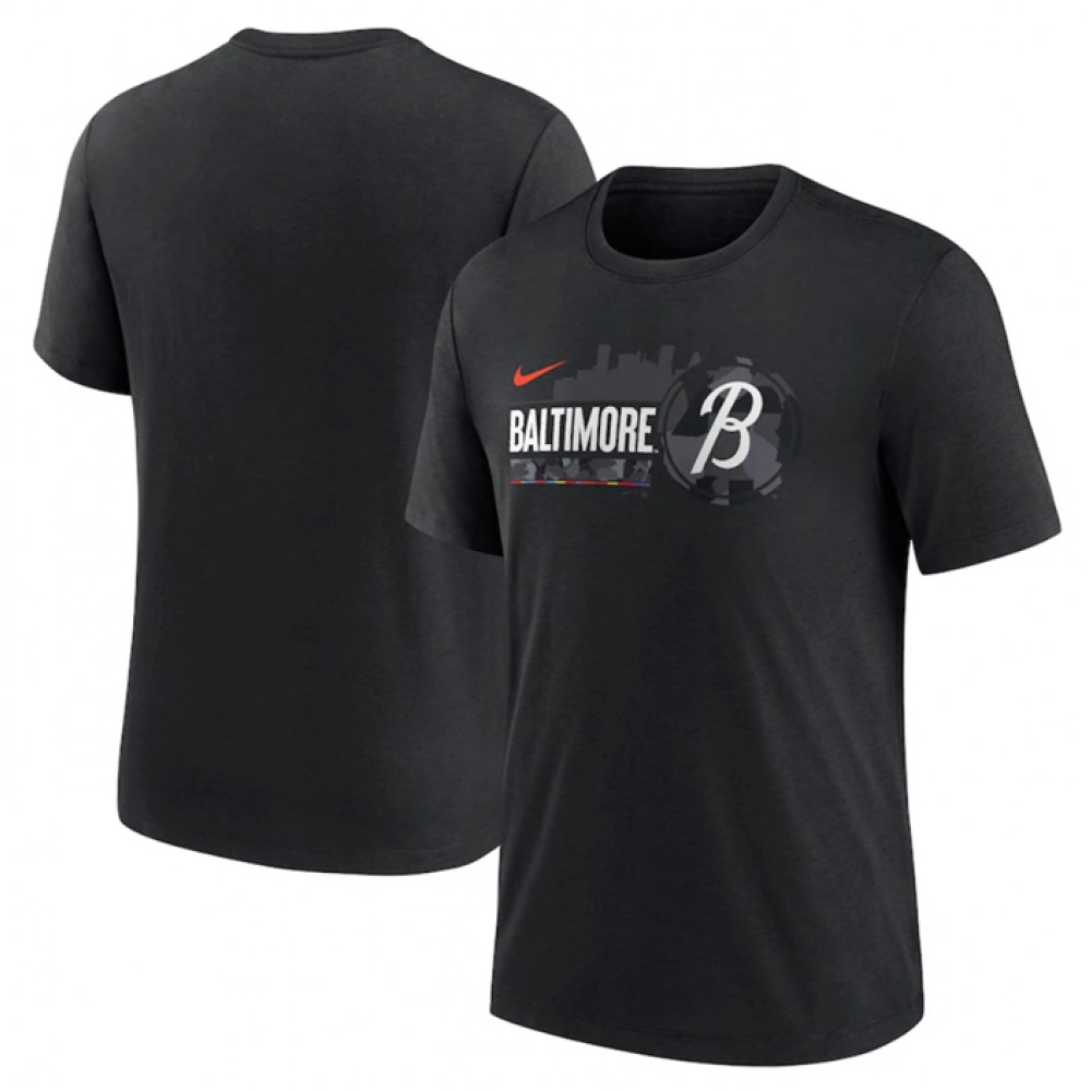 Men's Baltimore Orioles Black 2023 City Connect Tri-Blend T-Shirt 1
