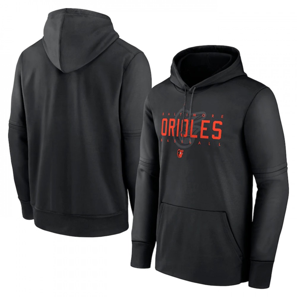 Men's Baltimore Orioles Black Pregame Performance Pullover Hoodie 1