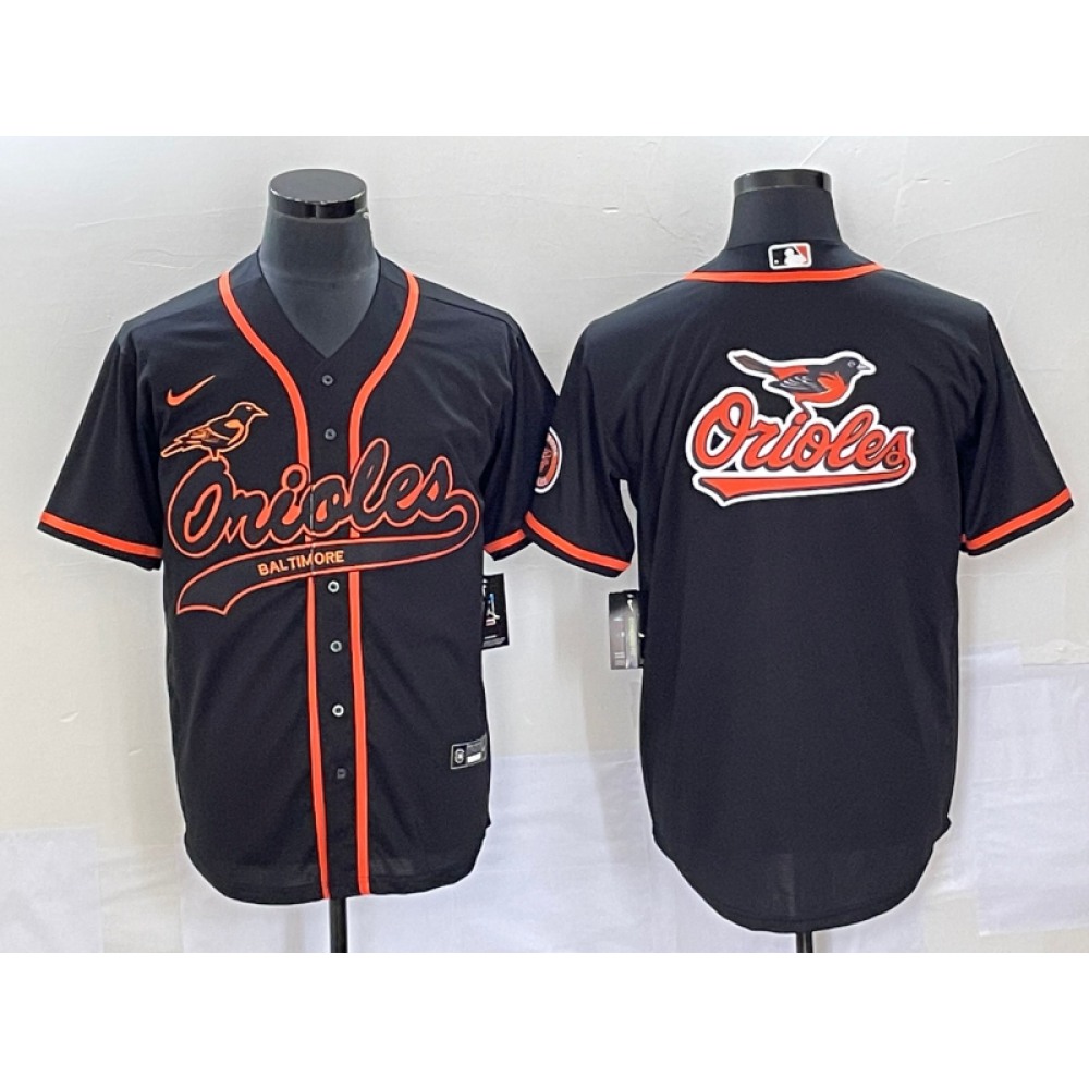 Men's Baltimore Orioles Black Team Big Logo Cool Base Stitched Jersey 1