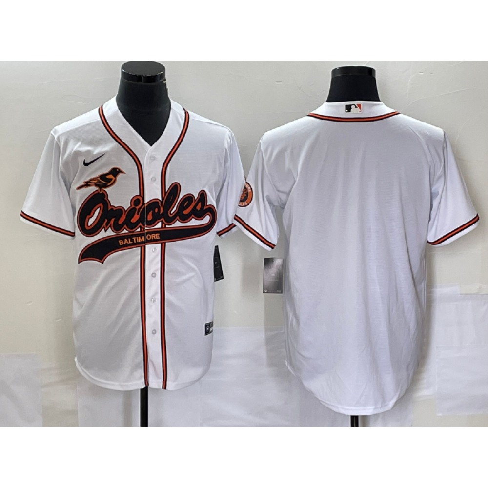 Men's Baltimore Orioles Blank White Cool Base Stitched Jersey 1
