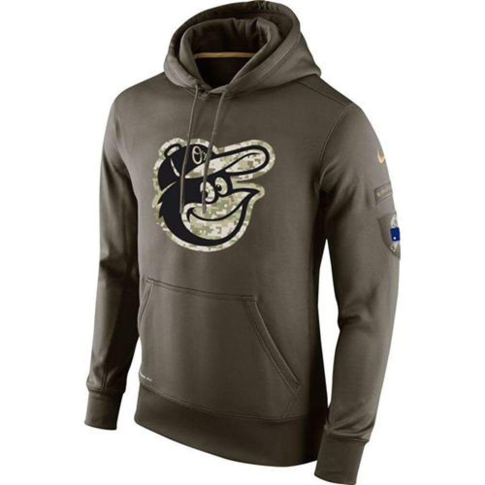 Men's Baltimore Orioles Olive Salute To Service KO Performance Hoodie 1