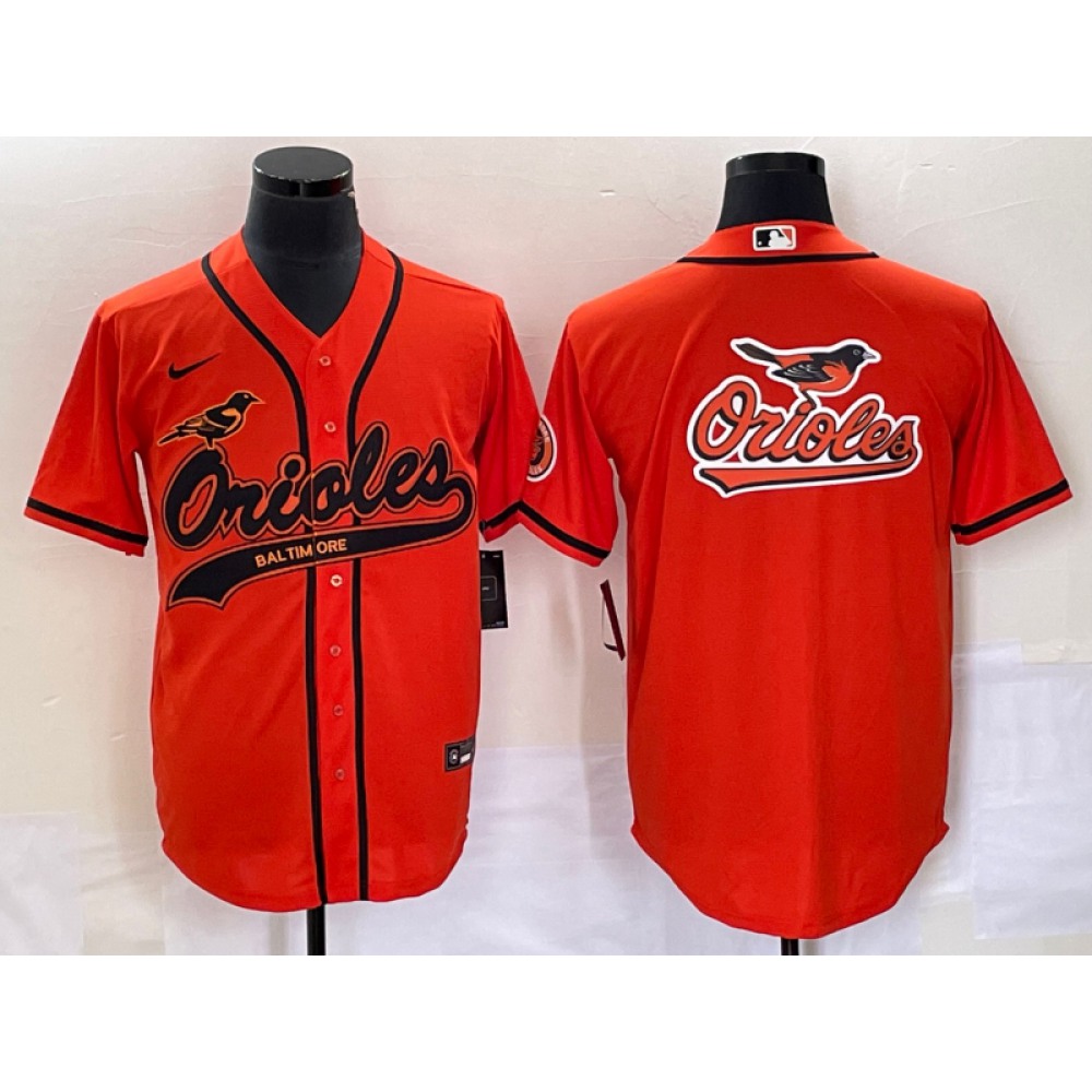 Men's Baltimore Orioles Orange Team Big Logo Cool Base Stitched Jersey 1