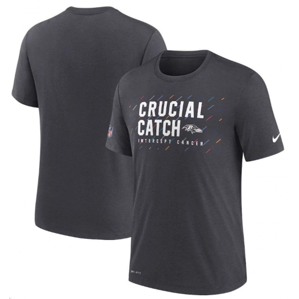 Men's Baltimore Ravens Charcoal 2021 Crucial Catch Performance T-Shirt 1