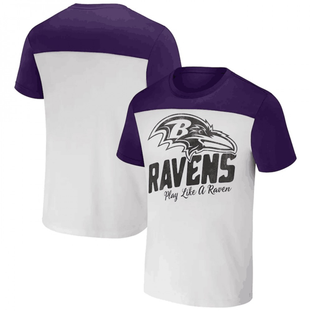 Men's Baltimore Ravens Cream/Purple x Darius Rucker Collection Colorblocked T-Shirt 1