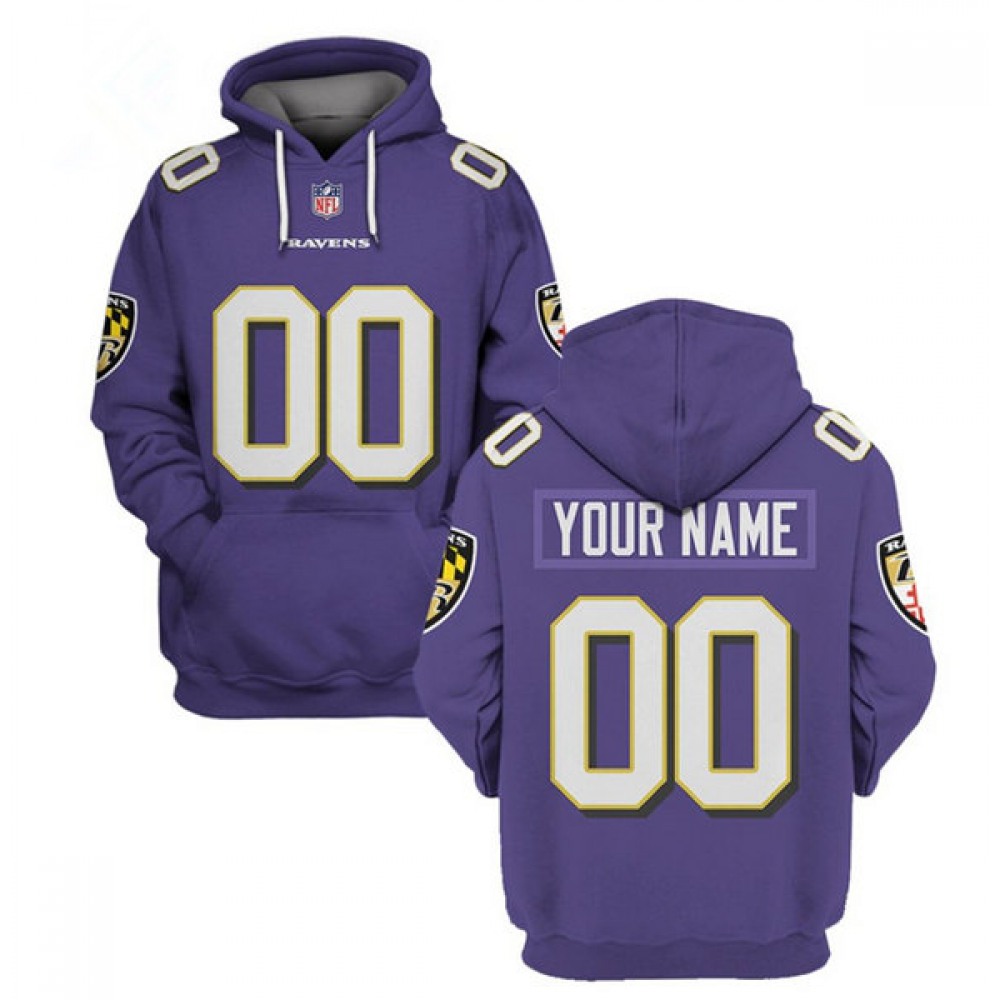 Men's Baltimore Ravens Customized Purple Pullover Hoodie 1