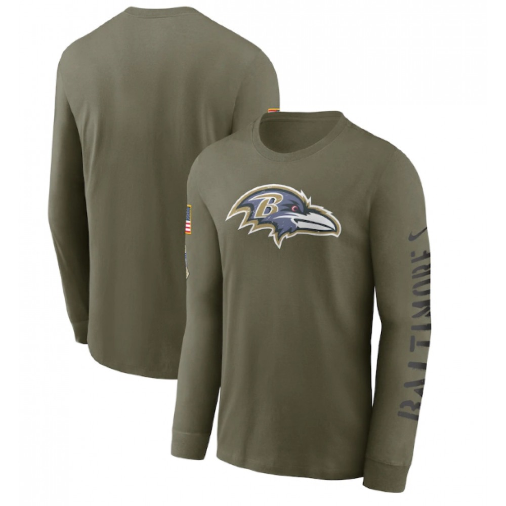 Men's Baltimore Ravens Olive 2022 Salute to Service Long Sleeve T-Shirt 1