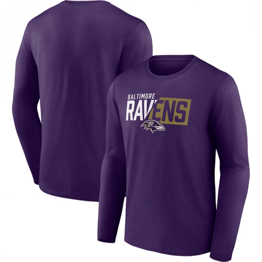 Men's Baltimore Ravens Purple One Two Long Sleeve T-Shirt 1