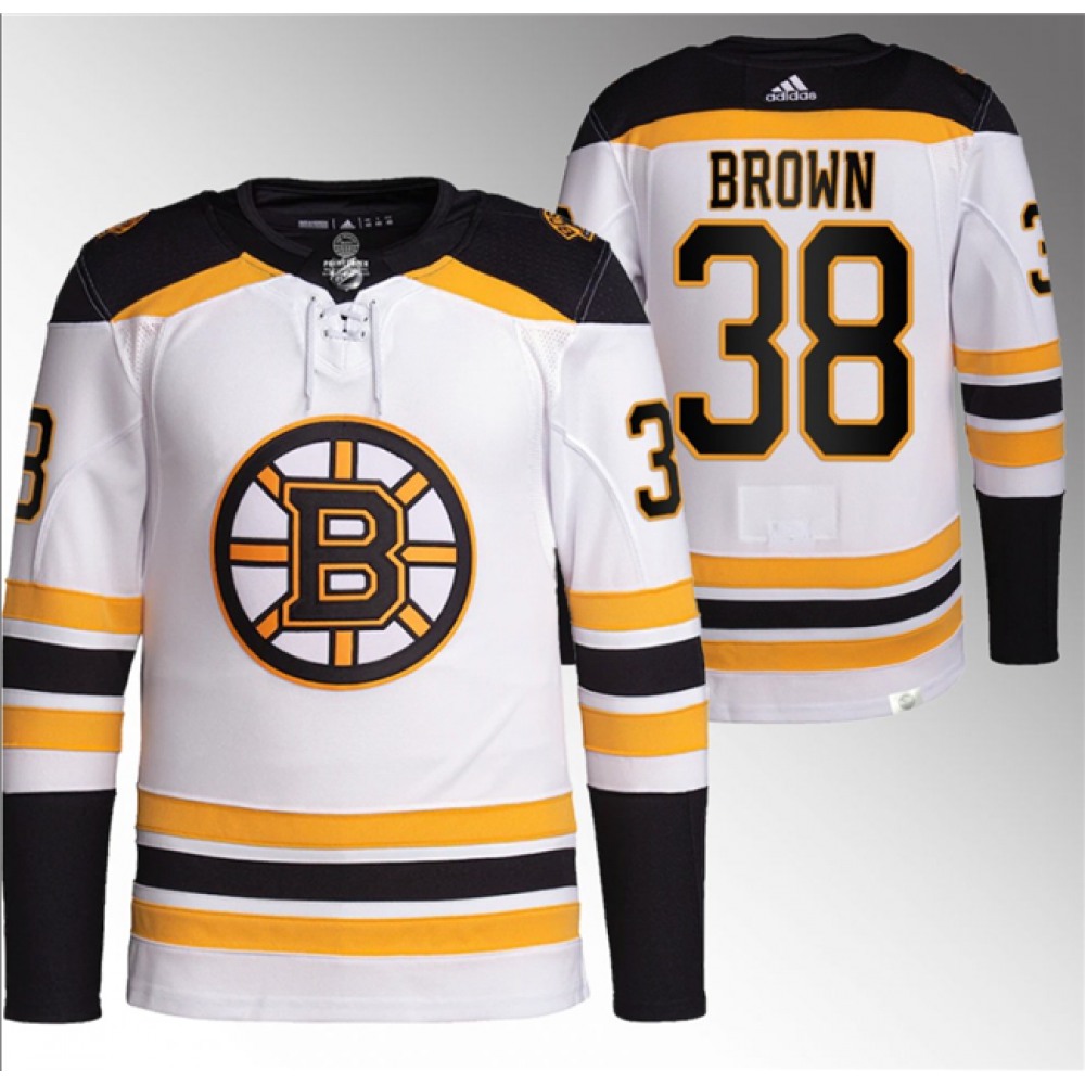Men's Boston Bruins #38 Patrick Brown White Stitched Jersey 1