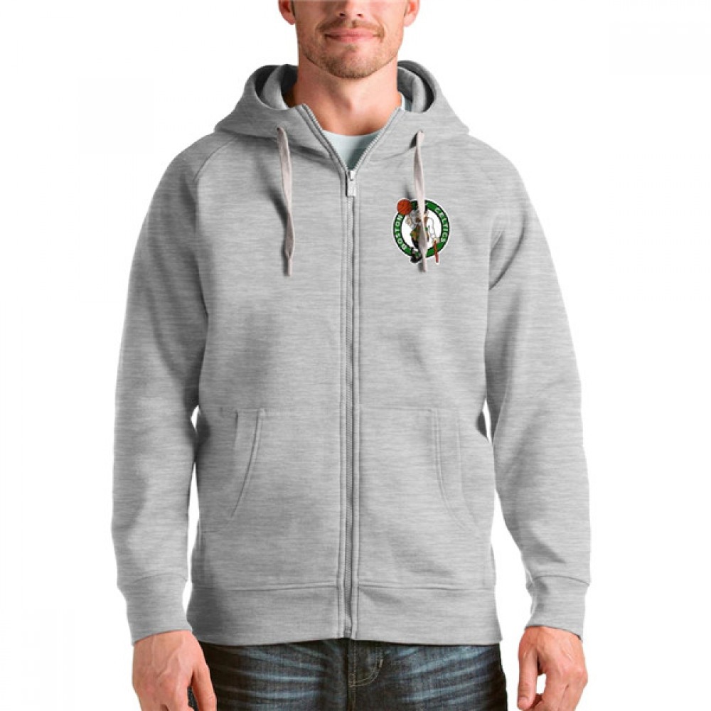 Men's Boston Celtics Grey Zip Hoodie Jacket 1