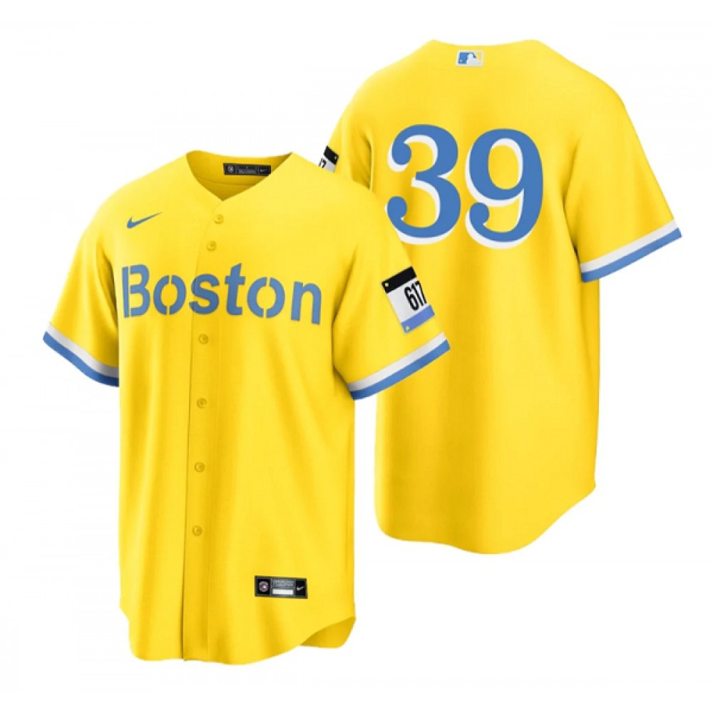 Men's Boston Red Sox #39 Christian Arroyo Gold City Connect Stitched Baseball Jersey 1